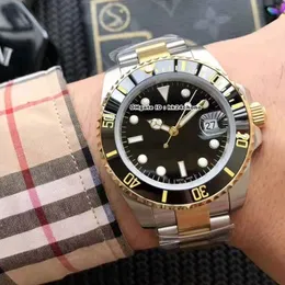 15 estilos Luxo Relógios de Alta Qualidade Data 40mm A2813 Mens Automático Assista Dial Preto Cerâmica Bezel Amarelo Aço de Ouro Dois Tom Pulseira Gents relógios de pulso