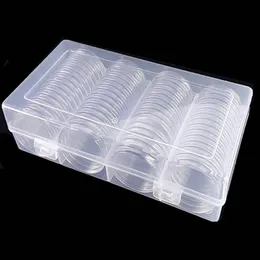 Empty Transparent Round 41mm Direct Fit Coin boxes Holder Display Collection Case With big Storage Box
