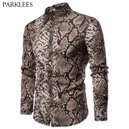 Sexy Snake Pattern Print Shirt Men Brand Long Sleeve Mens Dress s Hip Hop Streetwear Casual Camisa Hombre 210809