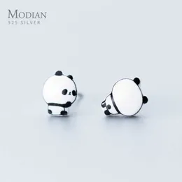 Zwierząt Cute Panda Stadniny Kolczyki dla kobiet Dziewczyna Dzieci 925 Sterling Silver Ceramika Biżuteria Moda Bijoux 20120 210707