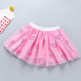 Girls Sequins Pink Love Skirt Casual Tutu Embroidery Baby Girl Birthday Party Ball Gown Pettiskrit 210429