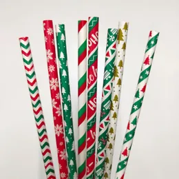 Christmas Straws Cartoon Disposable Paper Straw Creative Wedding Props Party Banquet Decoration Supplies DH8577