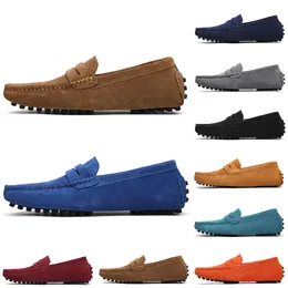 Wholesale Non-Brand men dress suede shoes black dark blue wine red gray orange green brown mens slip on lazy Leather shoe