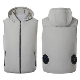 Sommarfläkt utrustad Kläder UV-resistent kylväst för män 5V USB-driven luftkonditionerad kappa sommarkylning ärmlös 211105