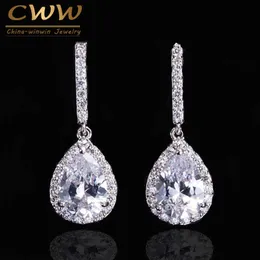 Brand Jewelry Arrival Trendy CZ Stone Water Drop Female Earrings Made with Cubic Zirconia CZ217 210714