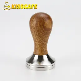 41/49/51/53/57.5/58/58.35mm Dalbergia Odorifera Wooden Tamper Coffee Powder Hammer 304 Stainless Steel Base Accessories