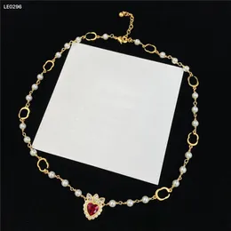 Роскошное ожерелье с жемчугом и бриллиантами, рубиновые серьги со стразами, металлическая цепочка, кулон, серьги-капельки, хрустальный браслет, подарок на годовщину230р