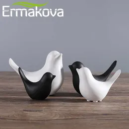 ERMAKOVA 2 Pcs of Set Ceramic Bird Figurine Animal Statue Porcelain Home Bar Coffee Shop Office Wedding Decor Gift 210804