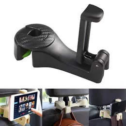 Hooks & Rails 2 In 1 Car Headrest Hook With Phone Holder Seat Back Hanger For Bag Handbag