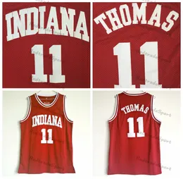Mi08 Mens 1981 Vintage Indiana Hoosiers Isiah Thomas 11 College Basketball Jersey Home Red Stitched Sitched Shirts S-XXL