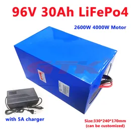 LiFePo4 96V 30Ah lithium battery pack 3.2v cells with protect fuction for 7000w high power motorcycle AGV tour bus +5A Charger