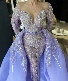 2022 Plus Size Arabski ASO EBI Luksusowe Zroszony Kryształy Prom Dresses Koronki Sheath Evening Formal Party Drugi Reception Suknie Dress Zj606