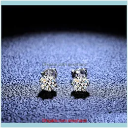 보석류 플래티넘 도금 총 총 1 캐럿 우수 컷 다이아몬드 테스트 통과 D 색상 선명도 Moissanite Earring 925 보석 스터드 드롭 D