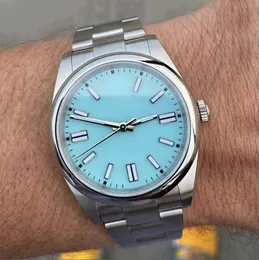 41mm en son Safir Cam Erkekler İzle 2813 Otomatik Hareket Mekanik Paslanmaz Çelik Saatler Usta Blue Basit Dial Mens Moda Bilek saati