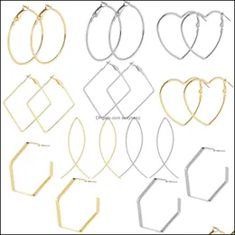 Stud Jewelryins Vintage Circle Ear Loops Polygon Geometria K inkurację Przywracanie kolczyków ze stopu Kobiety Drop dostawa 2021 ZLRW3