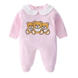 Fashion Designer Cotton Kids Clothes Cute Newborn Infant Boys Footie Romper Letter Baby Girl Jumpsuit+Bibs +Cap Outfits Set