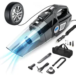 Car Vacuum Cleaner Tire Inflator Portable Air Compressor with Digital Tire-Pressure Gauge LCD Display and LED Light 12V DC Air-Compressor Pump