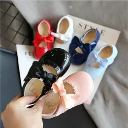 Girls Shoes Princess Toddlers Infants Leather Shoes Children's Flats With Ribbon Bow-knot PU Patent Leather Kids Mary Janes Soft