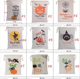 2021 Ny Halloween godisväska Presentsäck Treat eller Trick Pumpkin Tryckta Canvas Väskor Hallowmas Julfest Festival Drawstring Bag