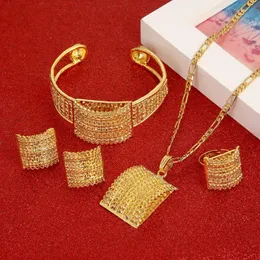 أقراط قلادة المجوهرات الإثيوبية مجموعة العروس قلادة الزفاف القلادة الحلقة