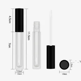 new 4ml Empty mini lip gloss containers bottles transparent round travel size refillable plastic bottle with lipbrush black lid for EWD6631