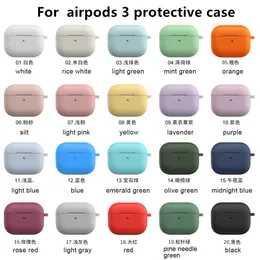 Dla AirPods 3 Silikonowa obudowa Soft Ultra cienka ochraniacze Airpod Cover Słuchawki Anti-Drop Earpods Odzież z hakiem