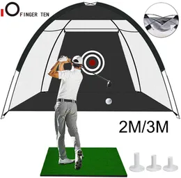 Golf Training Aids 2M 3M Practice Net & Mat Up Chipping Hitting Batting Cage Indoor Outdoor Garden Grassland Golfer Drop