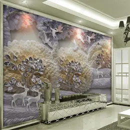 Zdjęcie Tapeta Fantasy Forest Wallpaper 3D Trójwymiarowa ulga tło ściana dekoracyjna malarstwo Mural