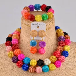 Örhängen halsband multicolors simulerade Pearl Europe och America Party Jewelry Set African Wedding Beads Nigerian ZZ02