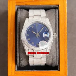 12 stili di orologi di lusso 36mm Datejust Iced Out Full Diamond Automatic Orologio da donna da uomo Quadrante blu Diamanti Bracciale in acciaio 904L Orologi da polso da donna da uomo