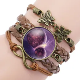 Tennis Nebula Space Universe Galaxy Crescent Glass Cashon Multilateer Bracciale in pelle Bracciale unisex Braccialetti Infinity Charm