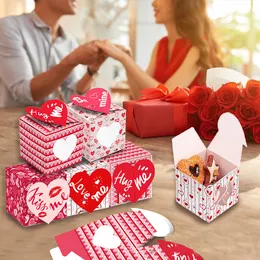 Party Gifts Wrap Valentine's Day Hug Love Kiss Me Pink Cookie Gift Box Three-dimensional Carton Couple Gifts With Cards Rope FHH21-851