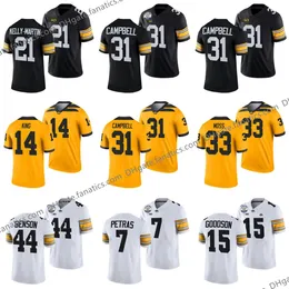 Spencer Petras Custom Iowa 2021-22 Futebol da faculdade Hawkeyes Tyler Baler Mekhi Sargent Nick Niemann A.J. Epenesa George Kittle Sam Laporta Jersey costurou