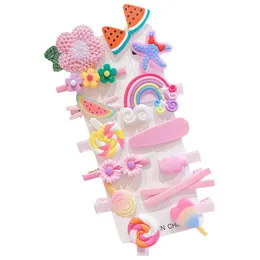 Hårtillbehör Babyklipp Pin Barrettes för Girls Toddler Kids Styling, Flower Rainbow Hairpins