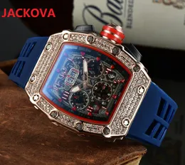 Full Functional Diamonds Silicone Rubber Sports Men Watch luminous montre de luxe Wristwatches