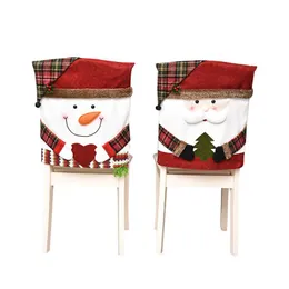 Krzesło Okładki Christmas Decoration Cover Soft Flanel Fabric Santa Snowman Elk Taboret Mata do domu jadalnia Living 2021