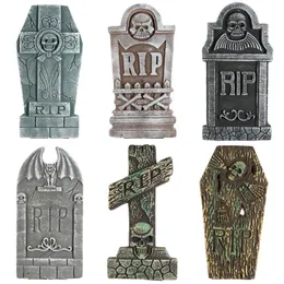 UNOMOR 6PCS Halloween Tombstone Decorations Realistic and Reusable Haunted House Yard Decorations and Accessories 210408