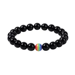 Nouveau Bracelet Créatif de Lumière Noire 8mm Yoga Sept Couleurs Énergie Pierre Volcanique armband et armband glaciés