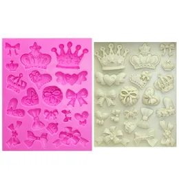 M0226 Cartoon Crown Bow Slips Silikon Fondant Cake Mögel Cupcake Jelly Candy Chokladkaka Dekoration Bakning Verktyg Mögel