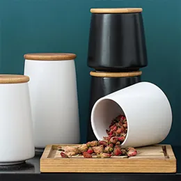 Storage Bottles & Jars Nordic Multigrain Ceramic Tank Tea Caddy Airtight Jar Kitchen Coffee Sugar Food