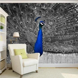 Tapety Drop Po Wallpaper 3D Stereo Niestandardowe Piękne Peacock Otwarte Ekran Nowoczesny TV Tło Lobby Studio Mural