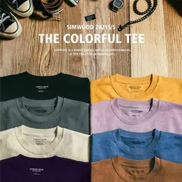 Yaz 250g 100% Pamuk Kumaş T-shirt Erkekler Yüksek Kaliteli Katı Renk Damla Kollu Gevşek Tişörtleri Boy 210716 Tops