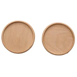 Trä Coaster Round Square Natural Beech Wood Black Walnut Cup Mat Kaffe Kepsar Coaster Bowl Plates Table Ware Isolering Verktyg