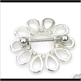 Navelklockknapp ringer Leverans 2021 D0660 (1) Fin blommor Style Nipple Ring 10 PC Clear Color Stone Drop Piercing Body Jewelry 2YXMU