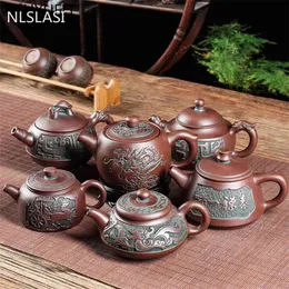 Nlslasi Yixing TeapoT Pot Raw鉱石カスタムギフト紫粘土セットケトル中国茶道エチケットティーポット210621