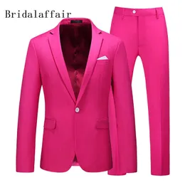 Kuson Hot Pink Män Bröllopsdräkt 2020 Casual Male Blazer Byxor Slim Fit Passar För Män Kostym Business Formell Party Groom Tuxedos x0909