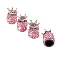 Bilhjul Däckventiler Stam Cap Diamant Bling-Bling Crown Dammtät Rhinestone Däck Hjulventil Kepsar Motorcykel Auto Tillbehör 4PCS