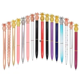 Pineapple Top Metal Ballpoint Pens Refills Medium Point 1mm Black Ink Party Gifts School Office Supplies RRE12511