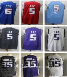 Stitched Men De'aaron 5 Fox Blue Purple White Black Red 35 Marvin Bagley Iii College Shirts S-2xlbreathable
