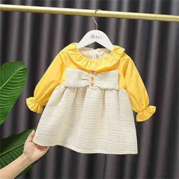 Baby Long Sleeve Dress Spring Autumn Infant Clothes Toddler Child Cute Princess Birthday Party Costumes Girls Patchwork Top 210625
